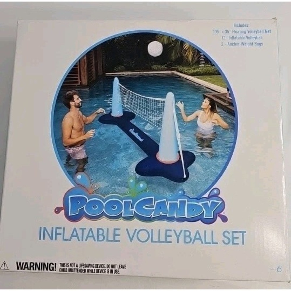 7.5' FT Inflatable Floating‎ Giant Volleyball With 12" Ball Set - Swimming Pools